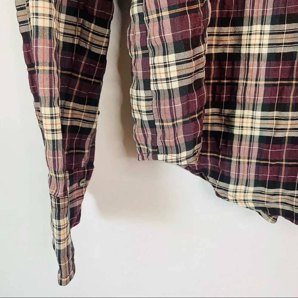 ELIZABETH & JAMES Carine Plaid Shirt Black Cherry - Picture 9 of 10